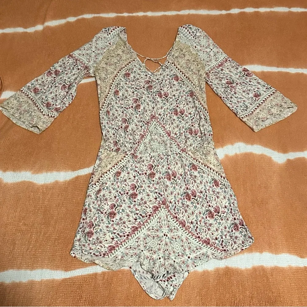 O’Neill Las Brisas Floral Romper with Lace-Up Back